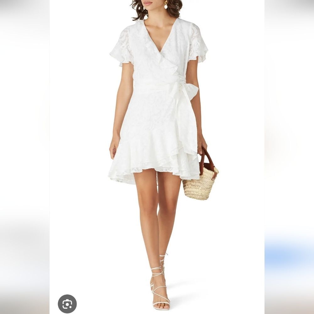 Tanya Taylor White Silk Faux Wrap Dress Size 6